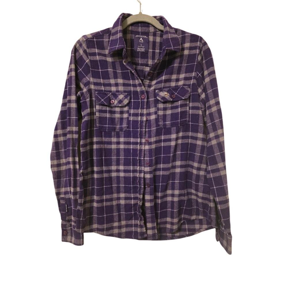 Minnesota Vikings Antigua Women S Purple Plaid Flannel Shirt NFL Button Up